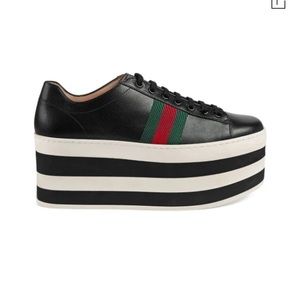 Gucci Peggy Platform Sneakers, White, It 40 In Black